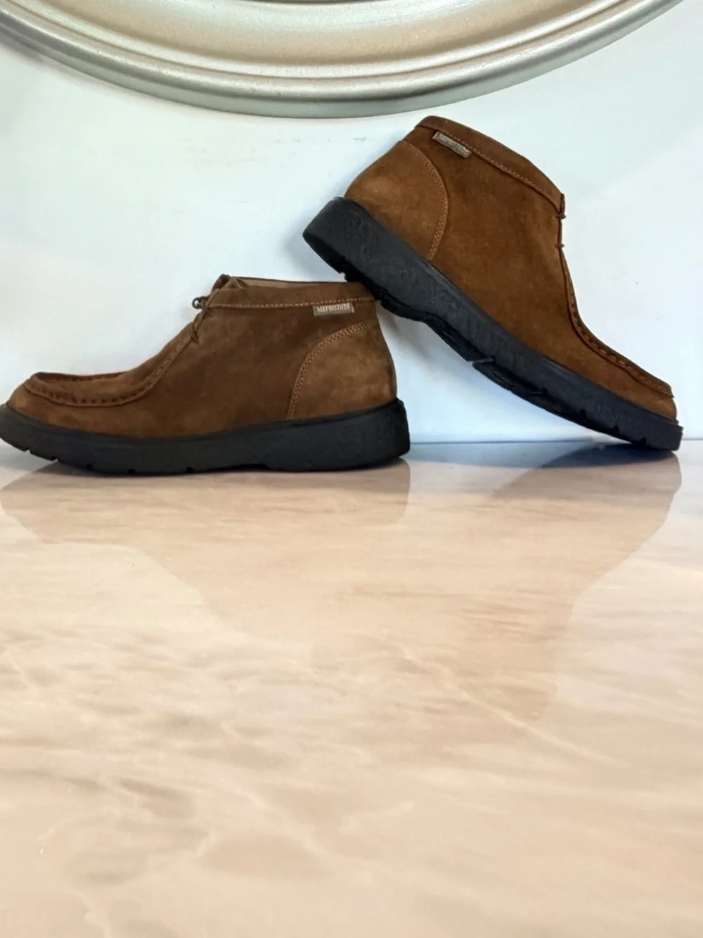 Mephisto Air Jet Mens 9.5 Brown Suede Chukka Boots Comfort Walking Shoes Casual